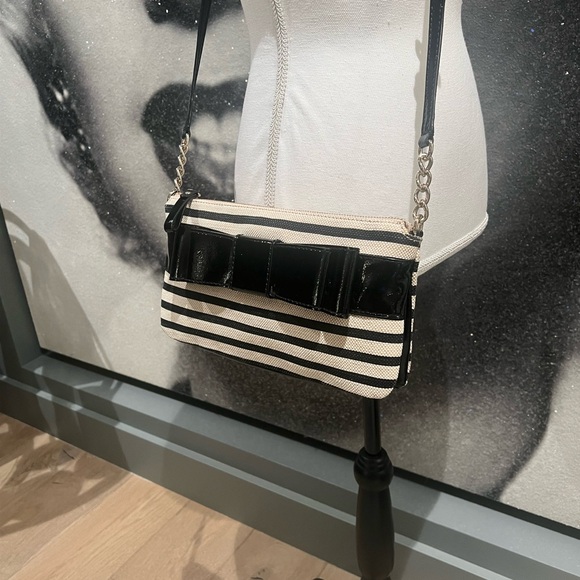 Kate Spade Alice Court Celina Crossbody Bag Purse with Bow Black and Cream - Picture 13 of 16